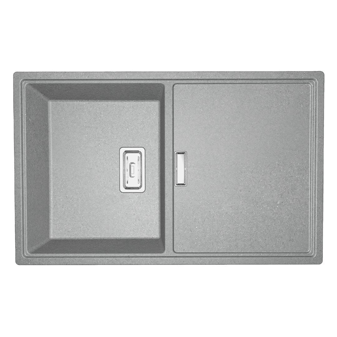 Zlewozmywak Granitowy 1 komorowy z ociekaczem 50x80cm z syfonem Szary TONGA Laveo