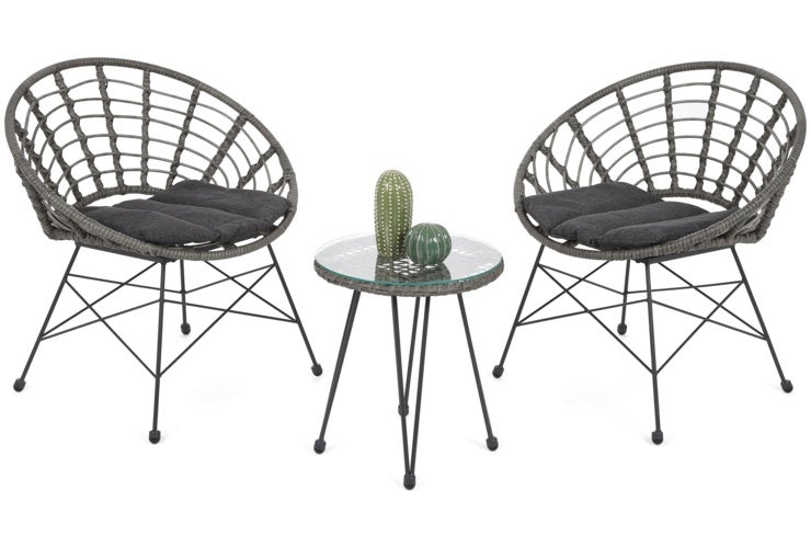 Meble balkonowe technorattanowe Zanzibar Grey / Grey