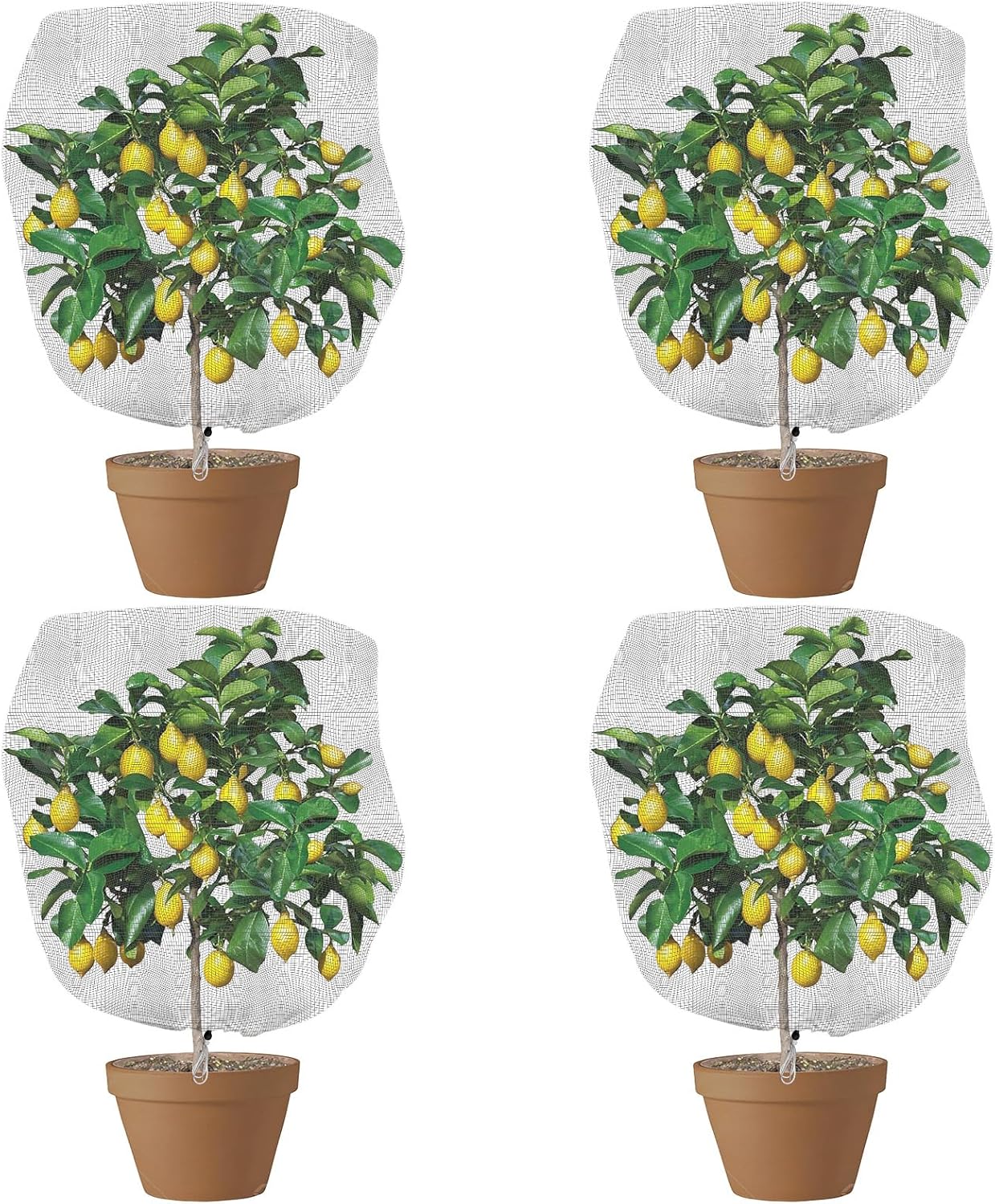 4-częściowa siatka ogrodowa, siatka ochronna na rośliny, owady i ptaki ze ściągaczem do kwiatów i owoców (150 x 100 cm)