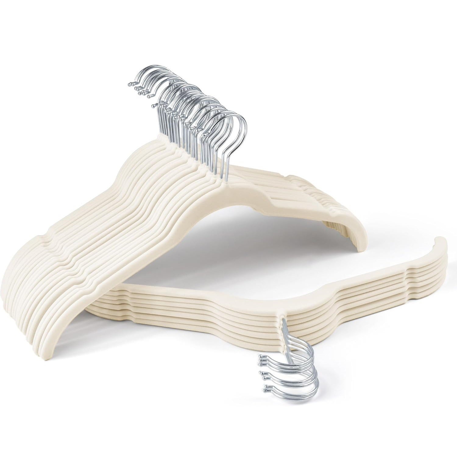 Grucce floccate, bianche, 41,5*22,9 cm, confezione da 50, grucce in plastica antiscivolo e anonime per guardaroba. - 5