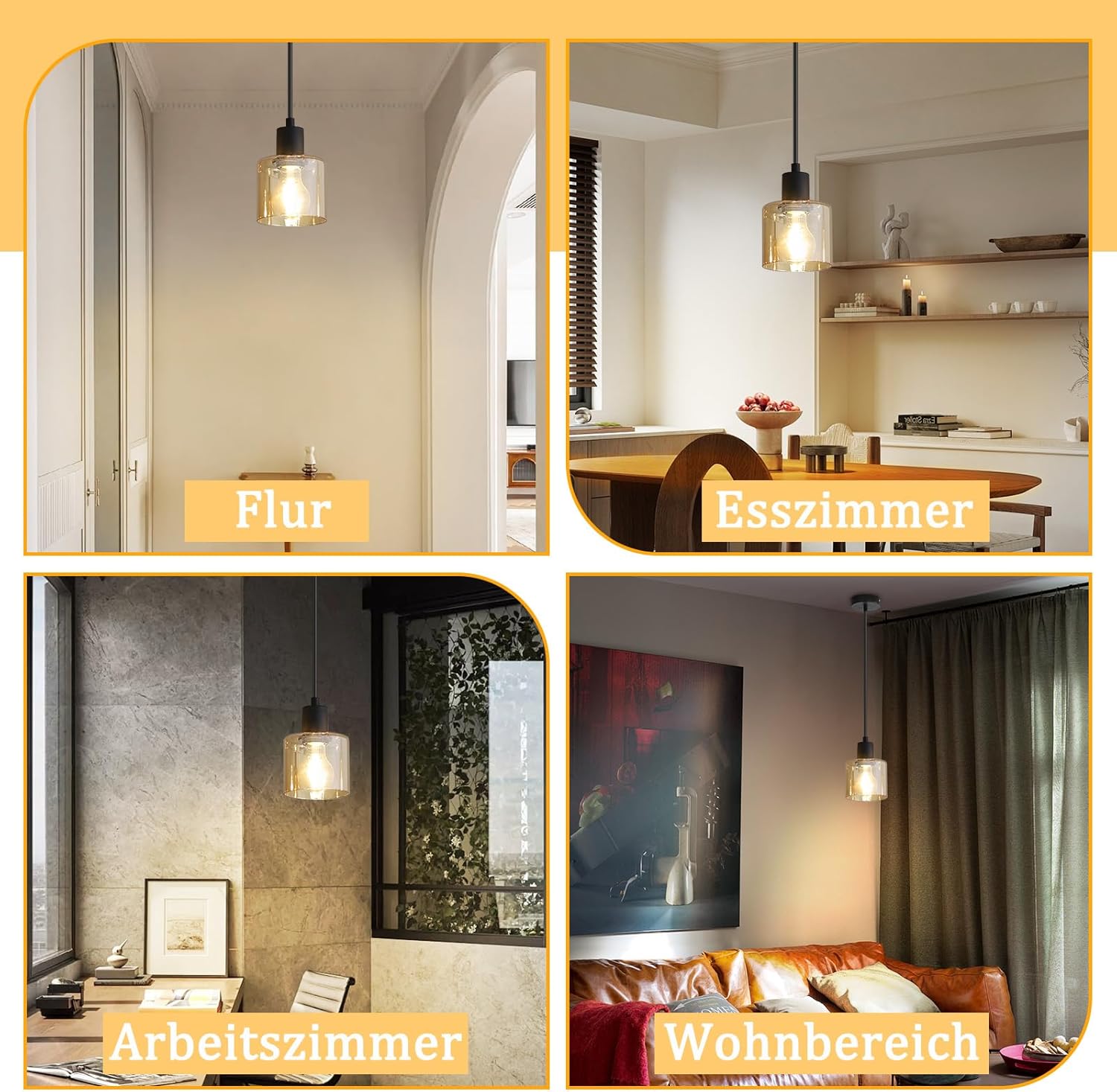 NETTLIFE Suspension table à manger lampe suspendue vintage suspension E27 suspension noire 1 ampoule rétro industriel - 3