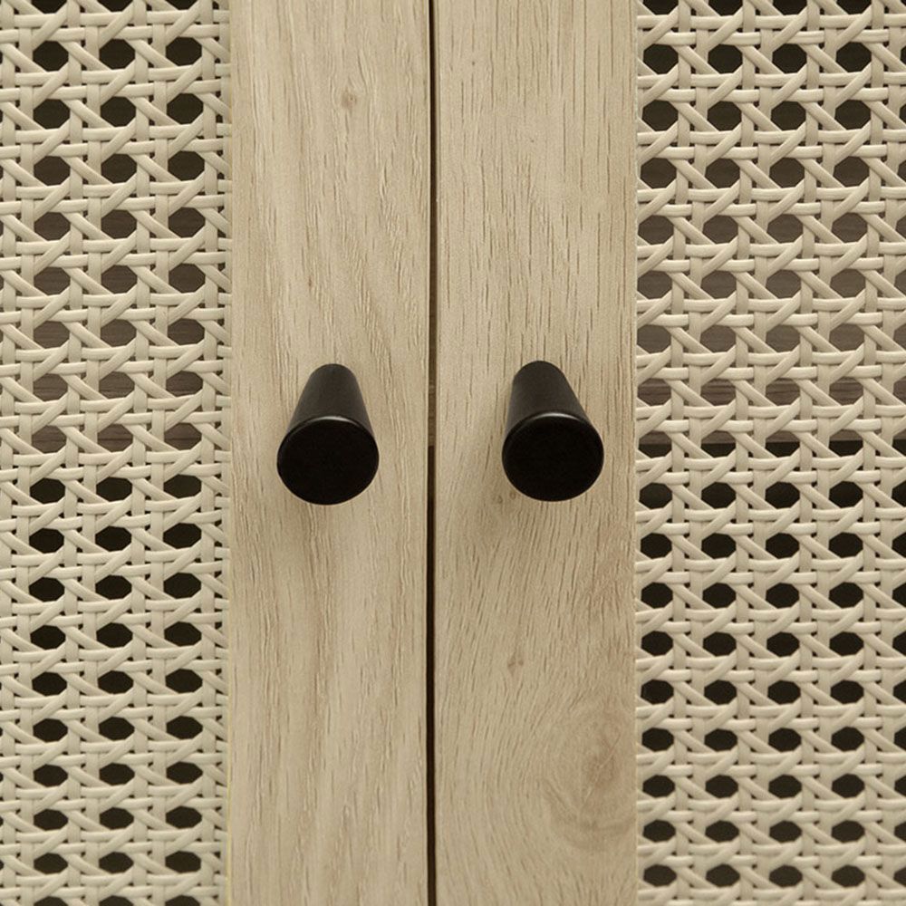 Armoire bohème 79x39.5x178 cm rotin tressé 2 tiroirs forme arc couleur naturelle - 7