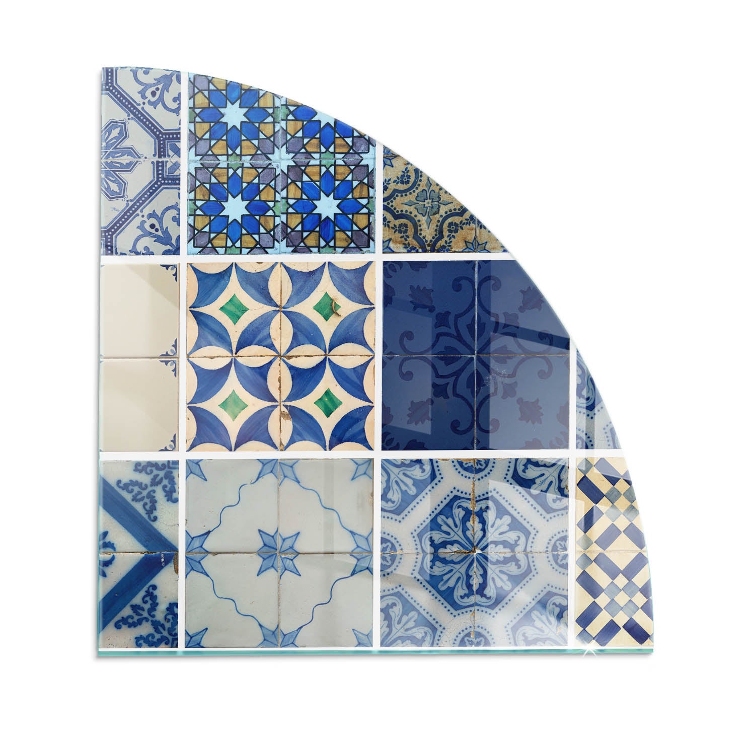Szyba hartowana pod kominek, szkło zabezpieczające podłogę, nowoczesny design | 1/4 100x100 | Ćwiartka | Wzory ceramicznych płytek
