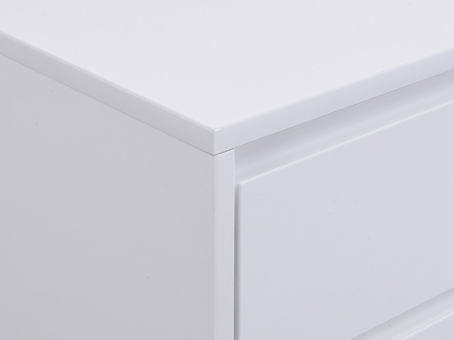 Lot de 2 tables de chevet avec 2 tiroirs - MDF et métal - Blanc laqué et doré - KORASA - 6