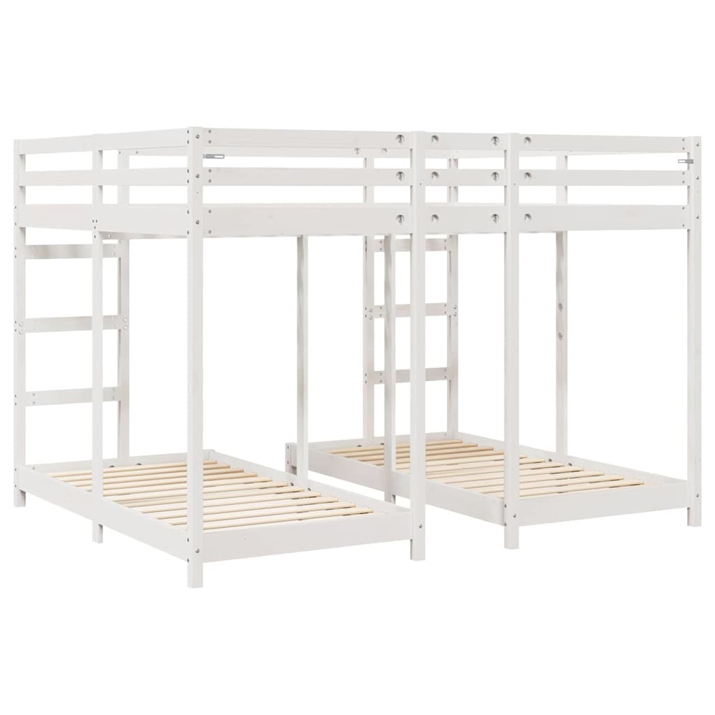 Cadre de lit superposé triple, blanc, en pin massif, 160 × 200 cm - 6