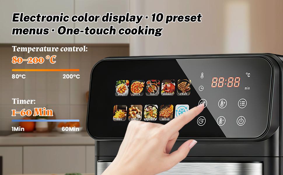 Friteuse à air 10L grande capacité intelligente écran tactile cuisson saine faible en huile multifonction - 5