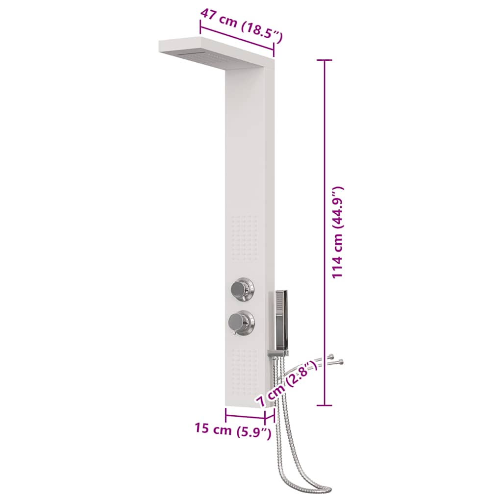 vidaXL Pannello Doccia in Alluminio Bianco - 8