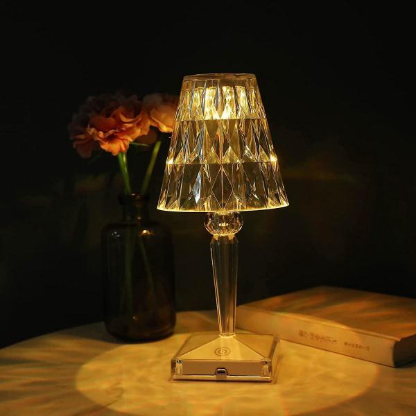 Cristallo USB Lampada da tavolo Palla di cristallo d'argento con base in legno Lampada da comodino da comodino dimmerabile luce notturna moderna for camera da letto, soggiorno, ufficio, migliori regal