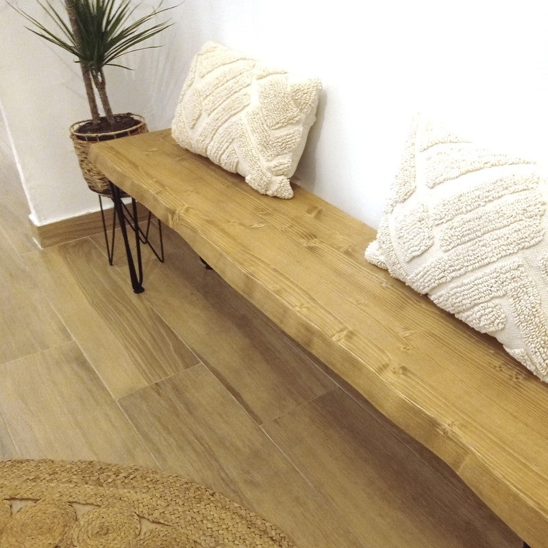 BLENOM Banc en bois massif durable Tanaru Chêne bord irrégulier 100x31-33x45cm WN - 2
