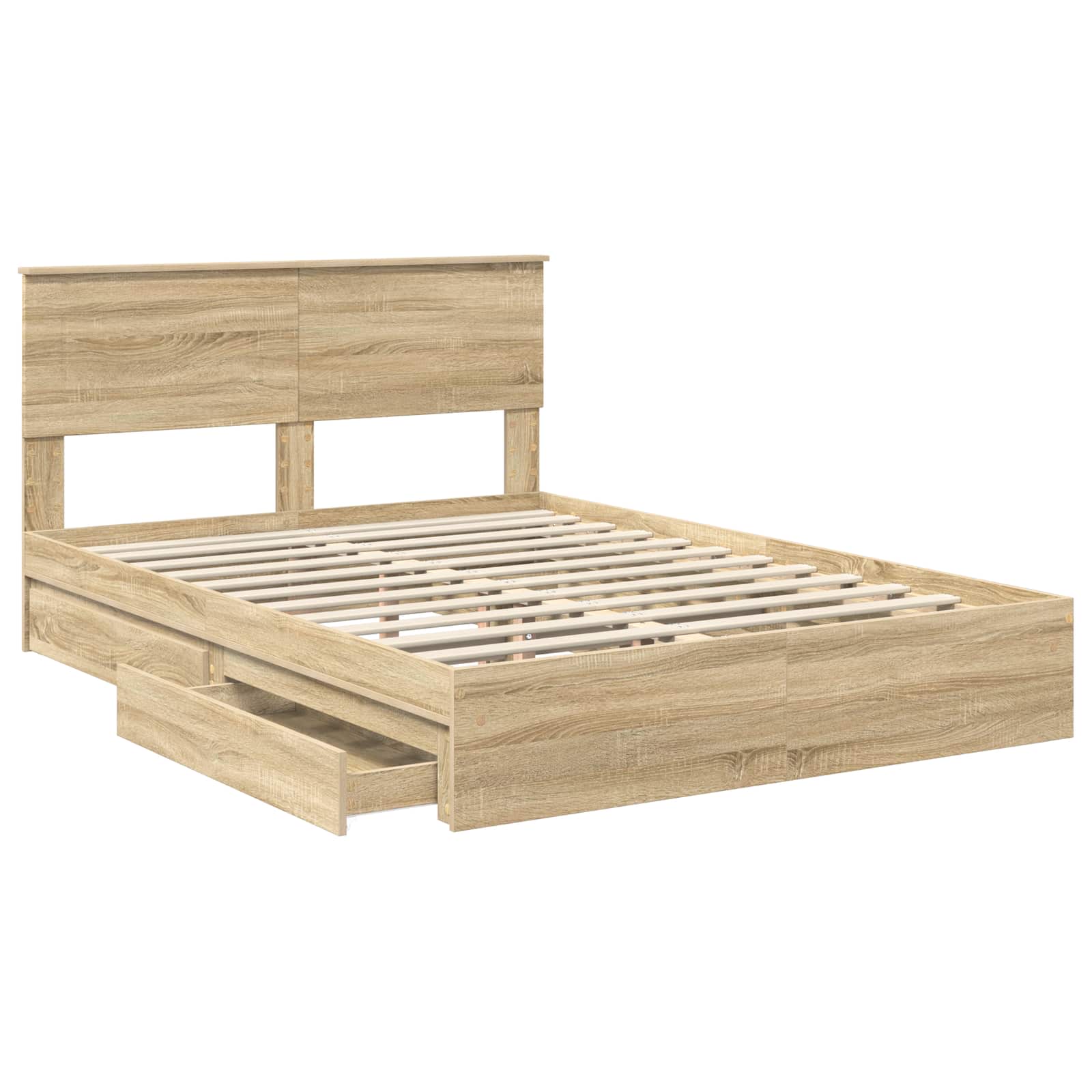 Lit de rangement chêne 140 x 200 cm panneau de bois - 5