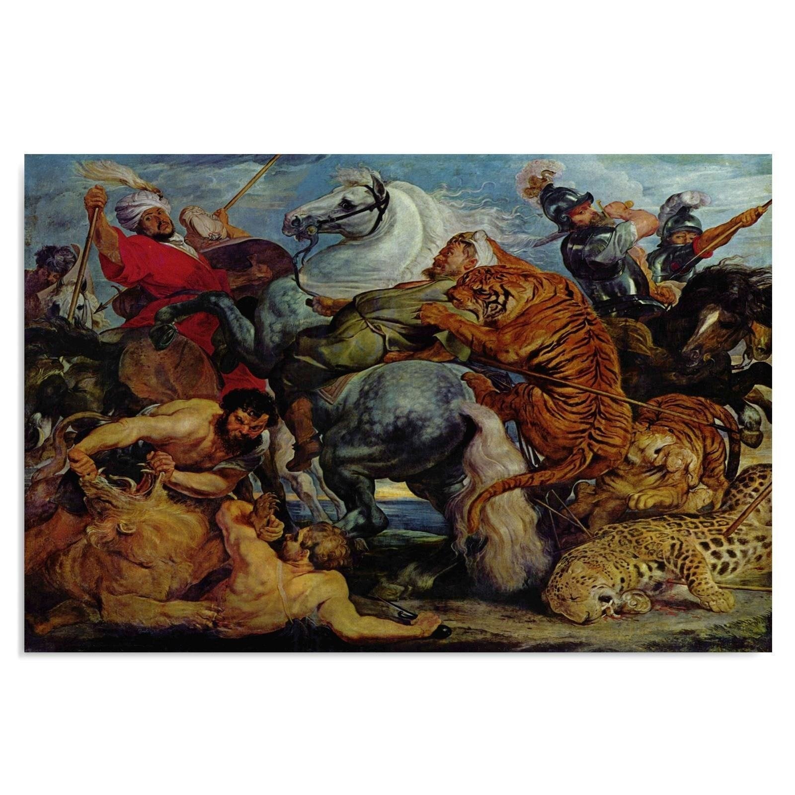 Obraz na płótnie, Polowanie na tygrysa - P. P. Rubens reprodukcja 100x70