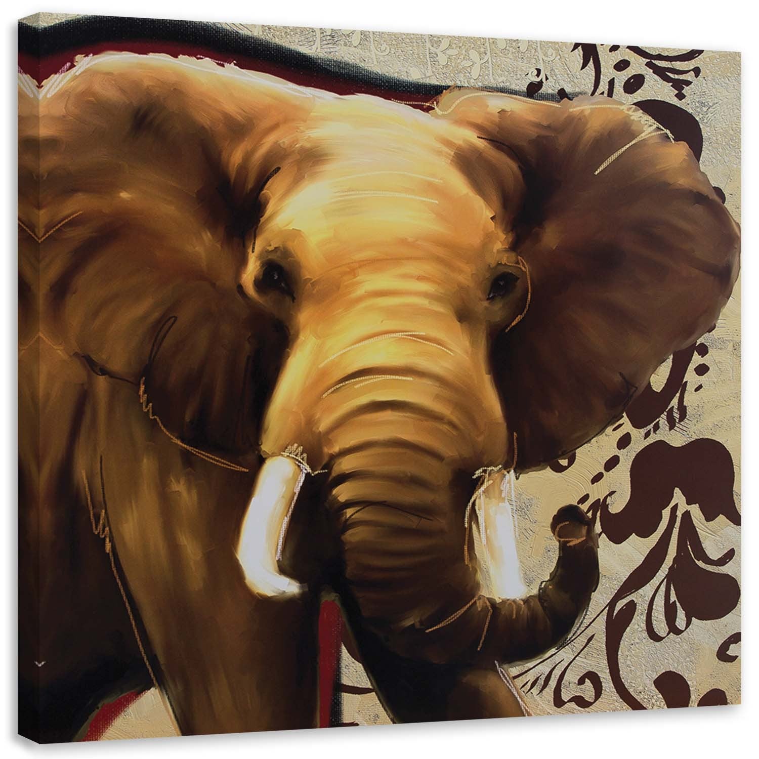 Obraz na płótnie, Duży słoń z trąbą 60x60