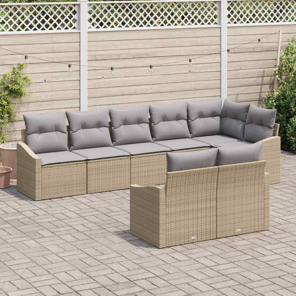 Zestaw Sof z poduszką 8 pcs Beżowy polirattan vidaXL