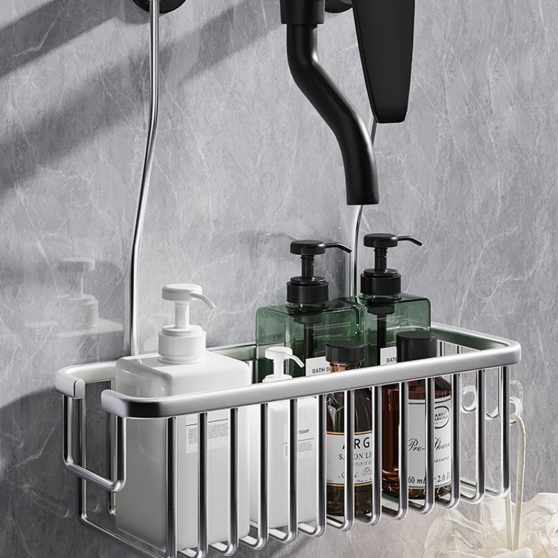 Mensola Doccia Da Appendere Senza Foratura - Per Porte In Vetro, 2 Livelli, Nero