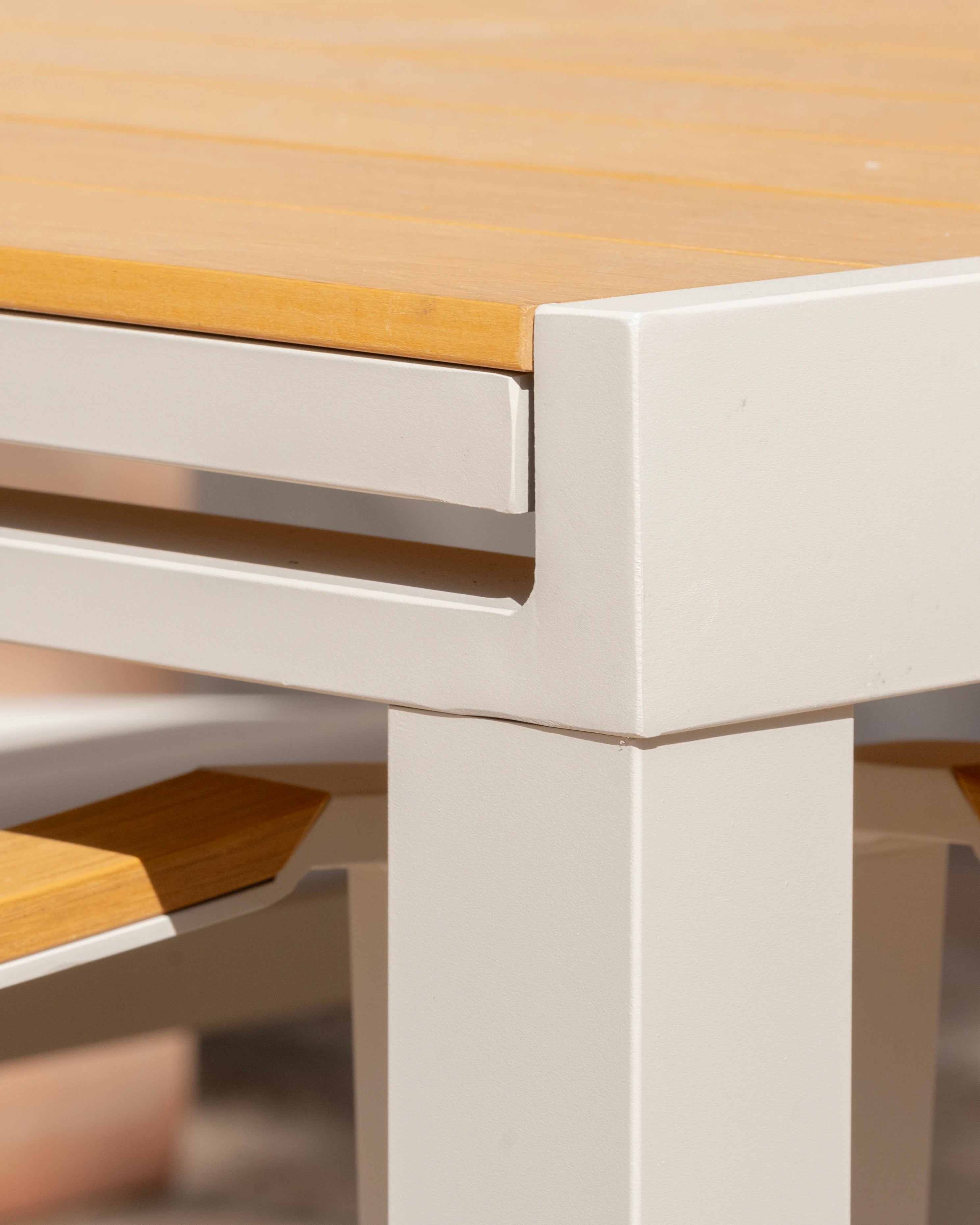 Mesa de jardin extensible beige 200/300x100 imitacion madera - Osaka - 5