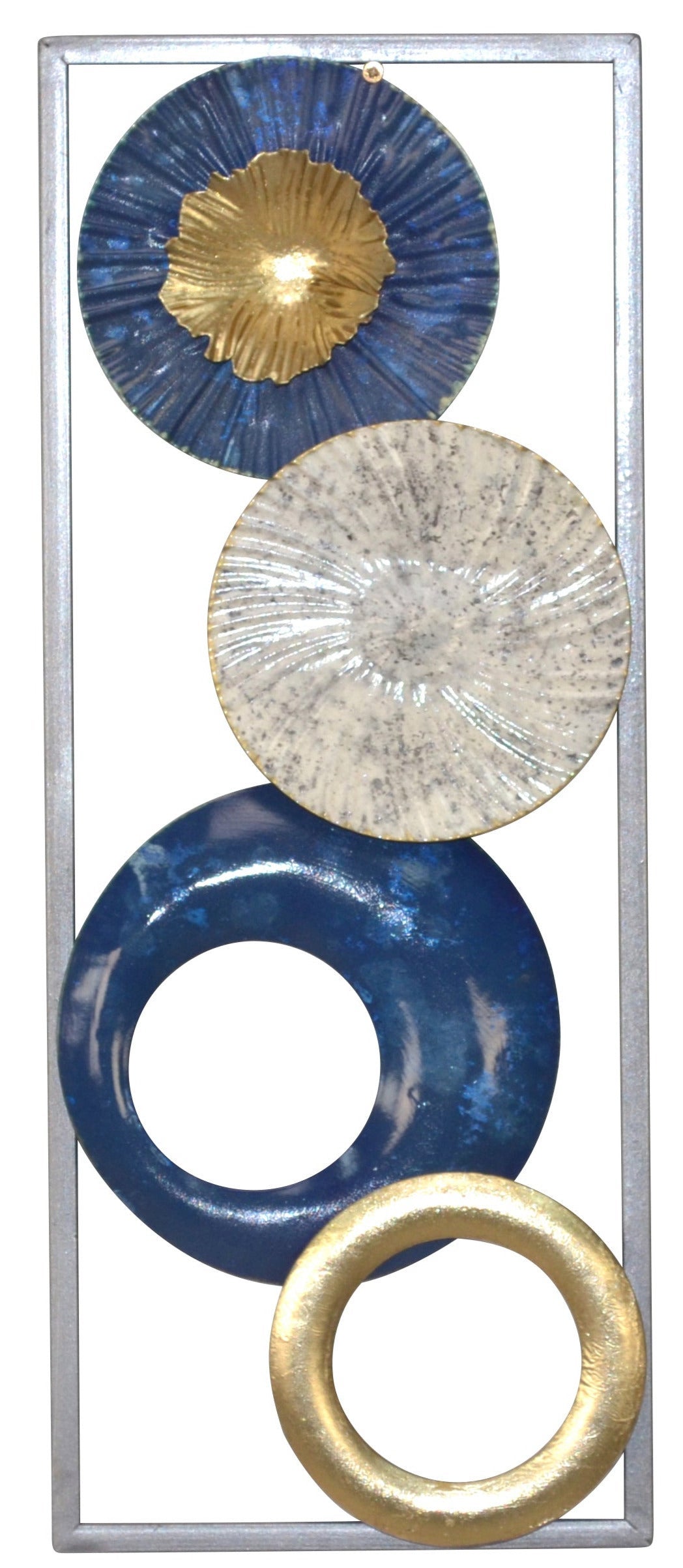 Décoration murale a suspendre motif métal bleu/or 20x3x50 cm DEC05086