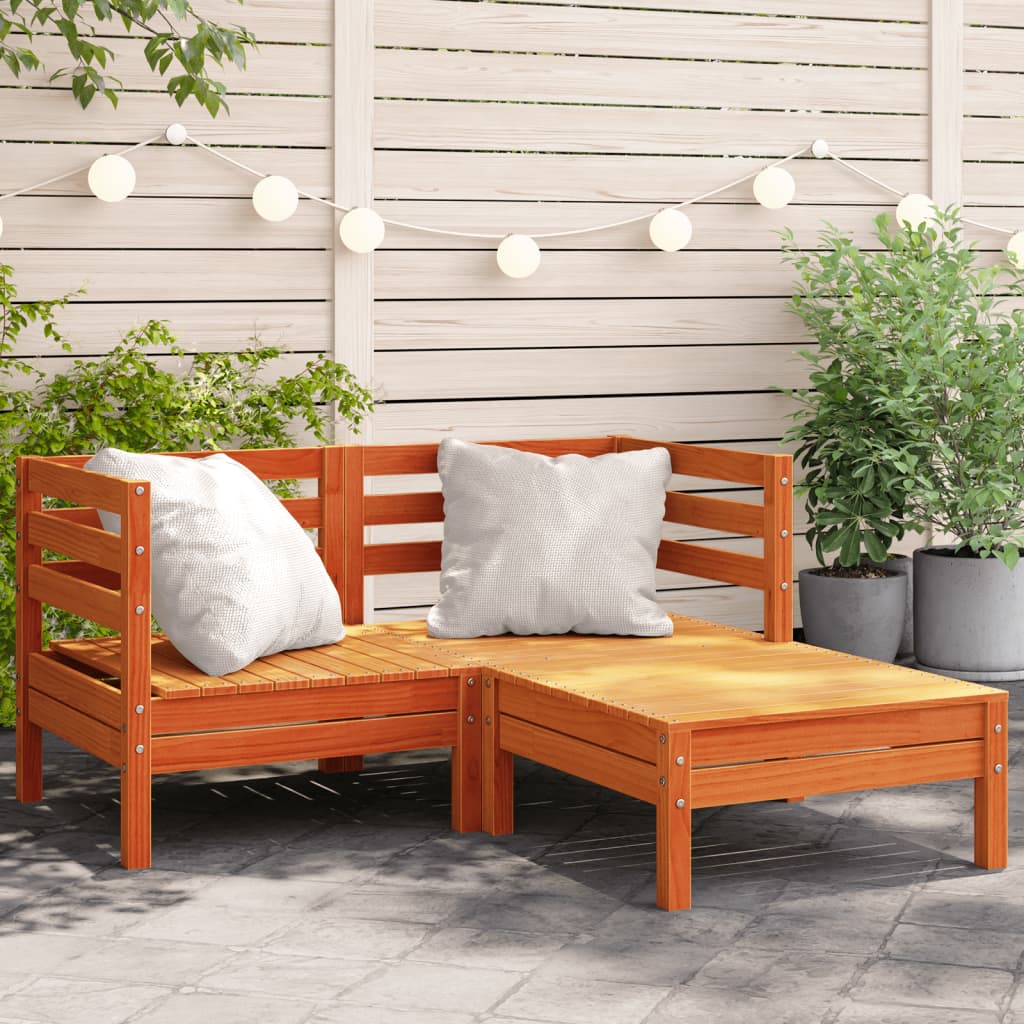 Canapé De Jardin 2 Places Bois Acacia Massif – 1 Accoudoir – Coussins Amovibles Blanc Crème
