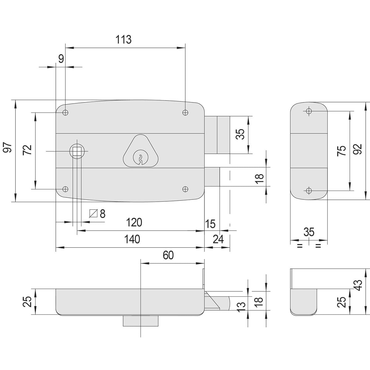 Serratura CISA Per Cancelli In Ferro - Acciaio Zincato, Con Cilindro In Ottone