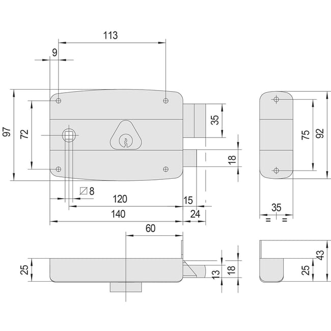 Serratura CISA Per Cancelli In Ferro - Acciaio Zincato, Con Cilindro In Ottone - Foto 1