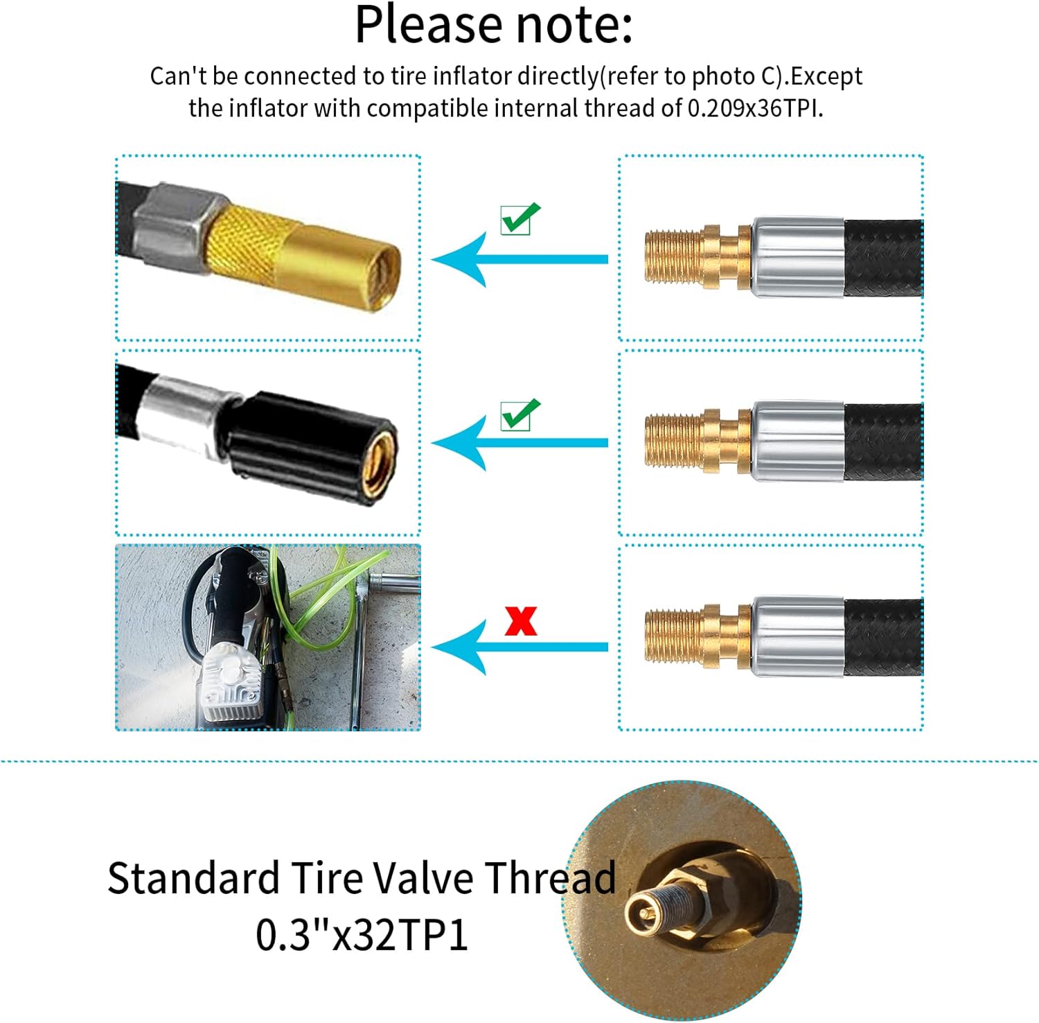 Tuyau D'extension Pour Pompe à Vélo – 15,5 Cm, Caoutchouc, Raccord Schrader, Max 150 PSI – Compatible Poussette, Caravane, Moto