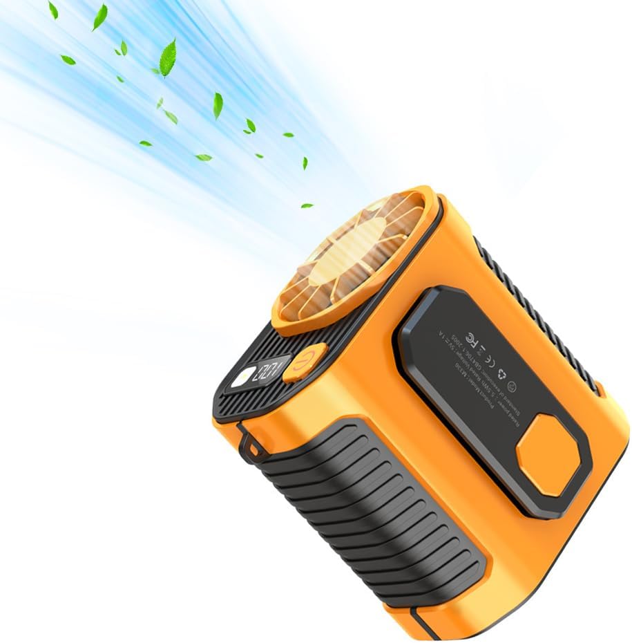 Przenośny wentylator na pasek, mini wentylator 5000 mAh, turbo z wyjątkowo długą żywotnością, 100 poziomów prędkości wiatru, wentylator
