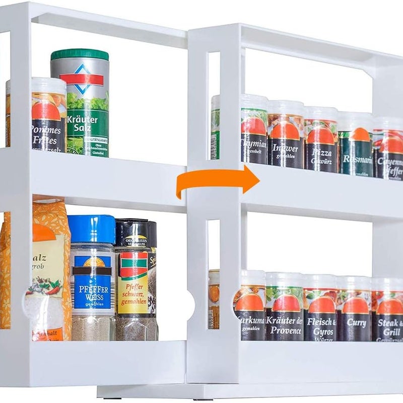 Obrotowy stojak na przyprawy – plastikowy – rozkładany – do kuchni, łazienki, na blat