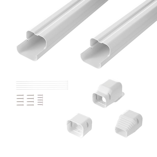 Couvercle de mini-conduite divisée, 76,2 mm de large, 2,27 m de long, PVC décoratif pour climatiseur, 2 conduits droits, peinturable, blanc SucceBuy