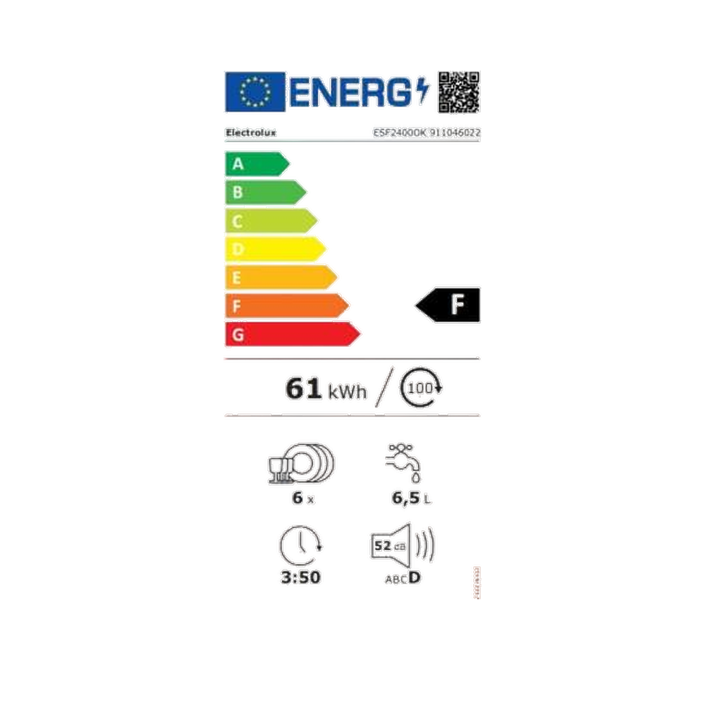 Lavavajillas Electrolux ESF2400OK 6 Servicios Clase F Panel botones negro - Imagen 2