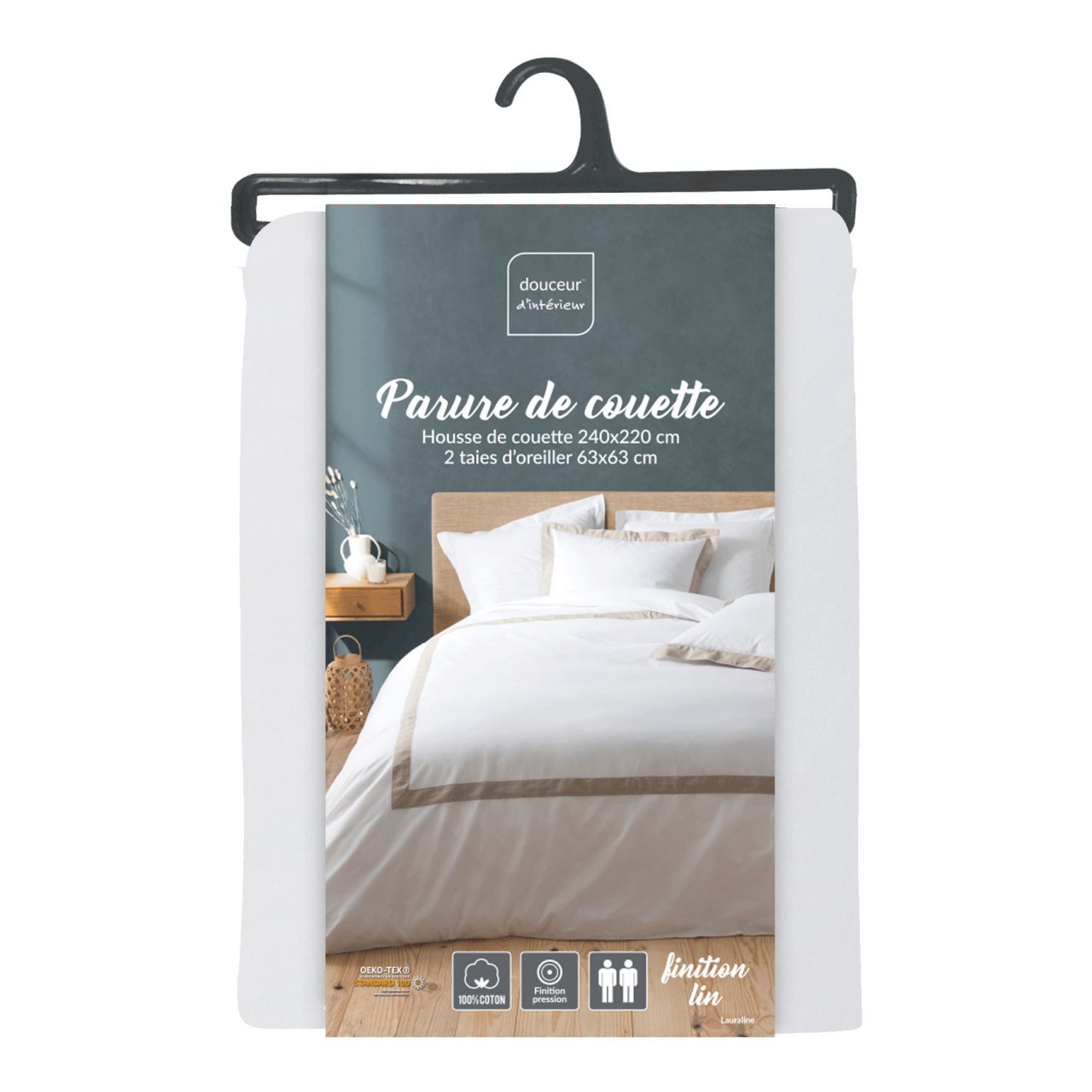 PARURE 3 P. 240 x 220 CM UNI 57 FILS LAURALINE - 220x240cm - Blanc - 5
