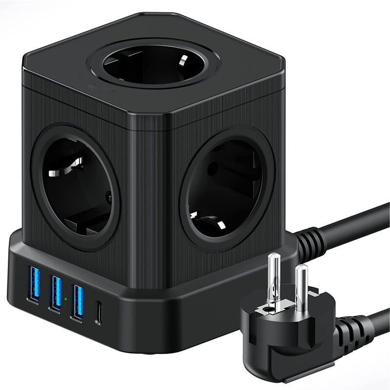 Multiprise Cube 9-en-1 avec USB 5 Prises EU avec 3 Ports USB-A et 1 ...