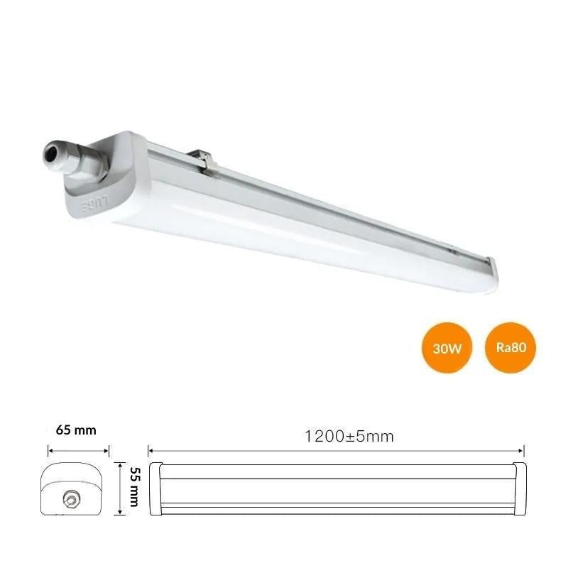 Réglette LED étanche 120cm 30W 120lm/W - Blanc Froid 6000K - 8000K - SILAMP - 2