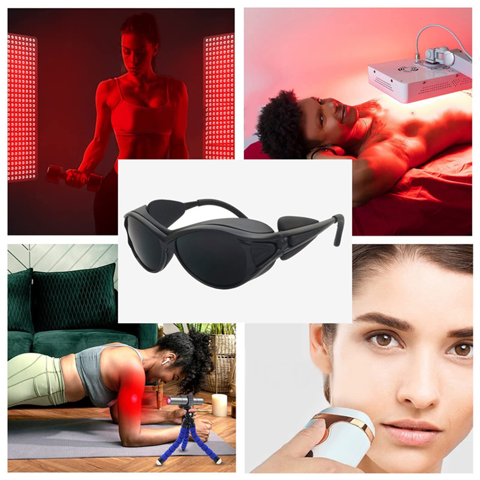 Lunettes de protection oculaire contre LED rouge, infrarouge et UV. Equipées de cloisons en caoutchouc, adaptées au bronzage et aux travaux laser. - 5