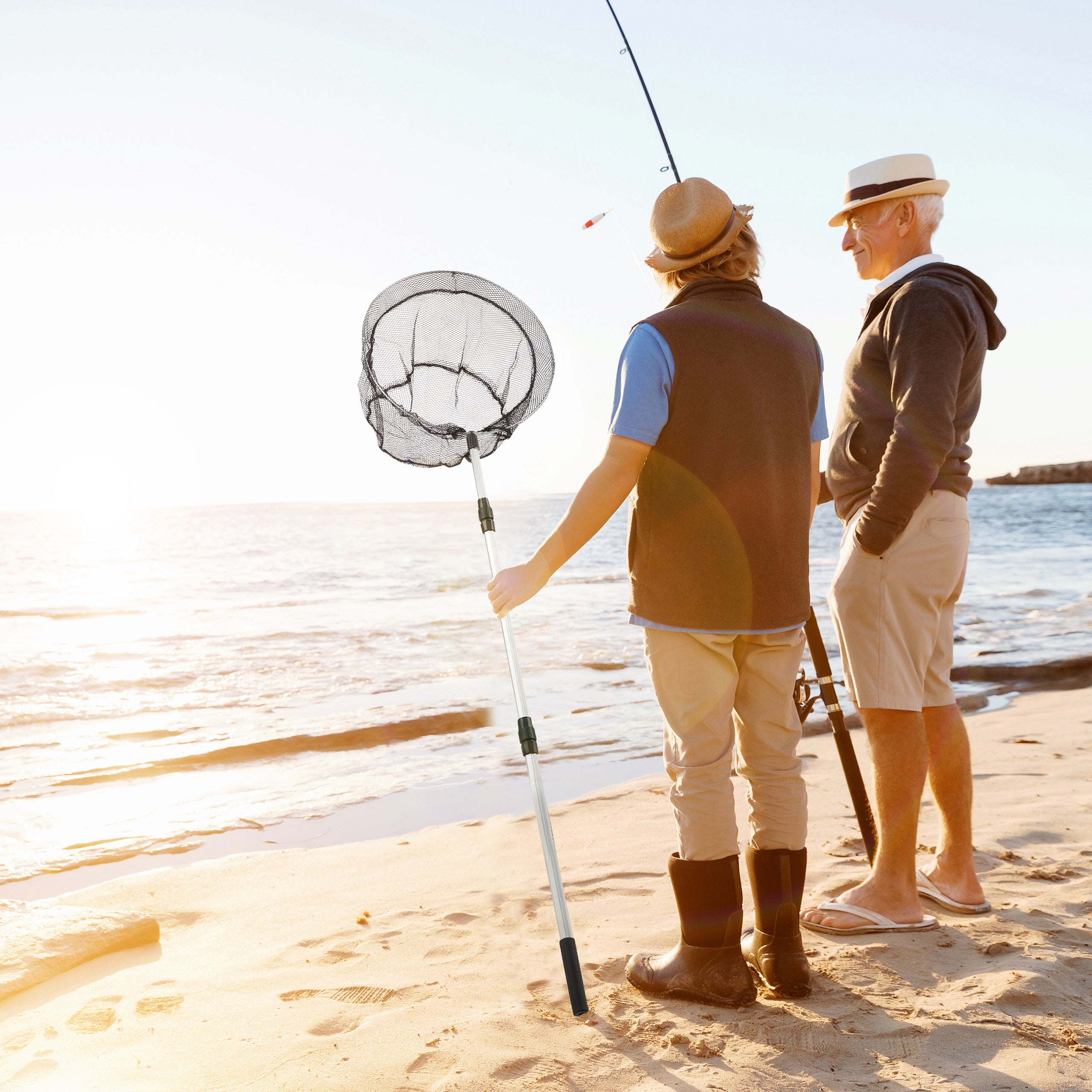 Relaxdays Épuisette de pêche, Tige télescopique 60 - 130 cm, pliant, léger, stable, filet de 36 cm Ø, noir-argenté - 3