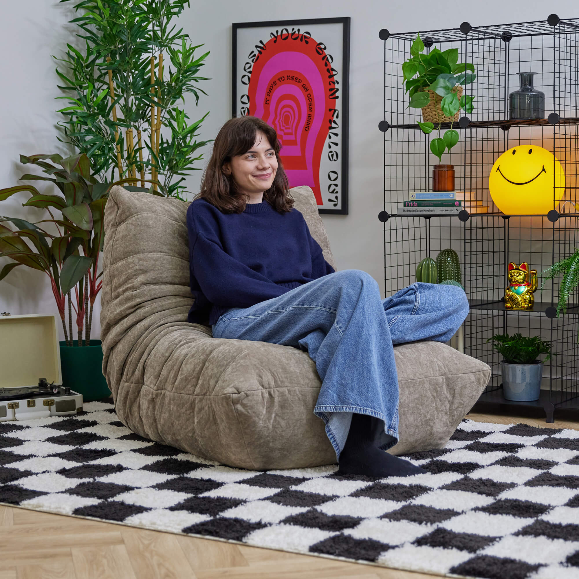 Pouf chauffeuse Icon en tissu chenille garni de mousse extensible beige Oeko-Tex® - 8