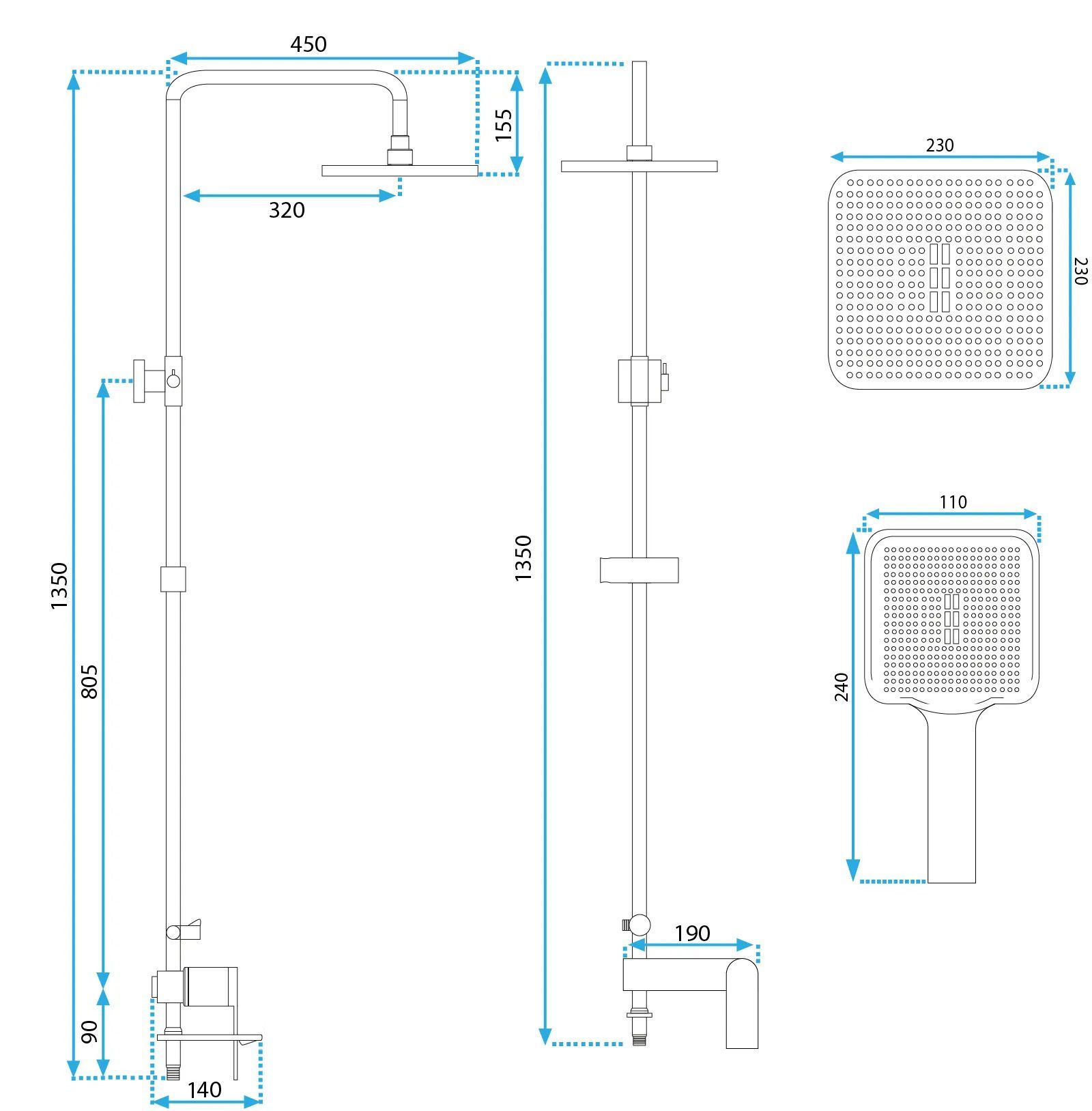 Zestaw Prysznicowy REA STORM ZŁOTY SZCZOTKOWANY - 6