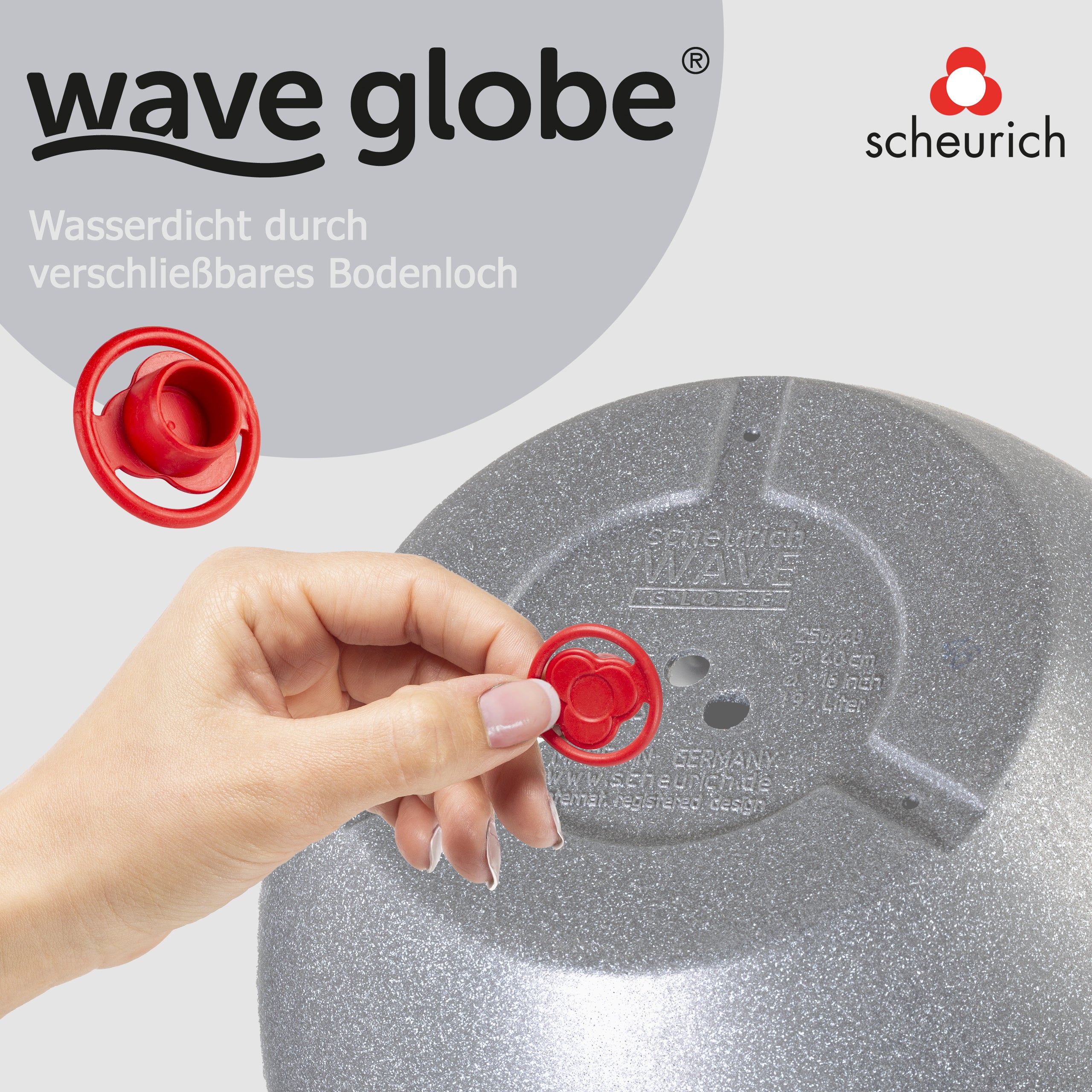 Scheurich Wave Globe 50, bac à plantes/pot à fleurs/jardinière, cylindrique, coloris: Stony Grey, fabriqué avec du plastique recyclé, pour l’extérieur - 5