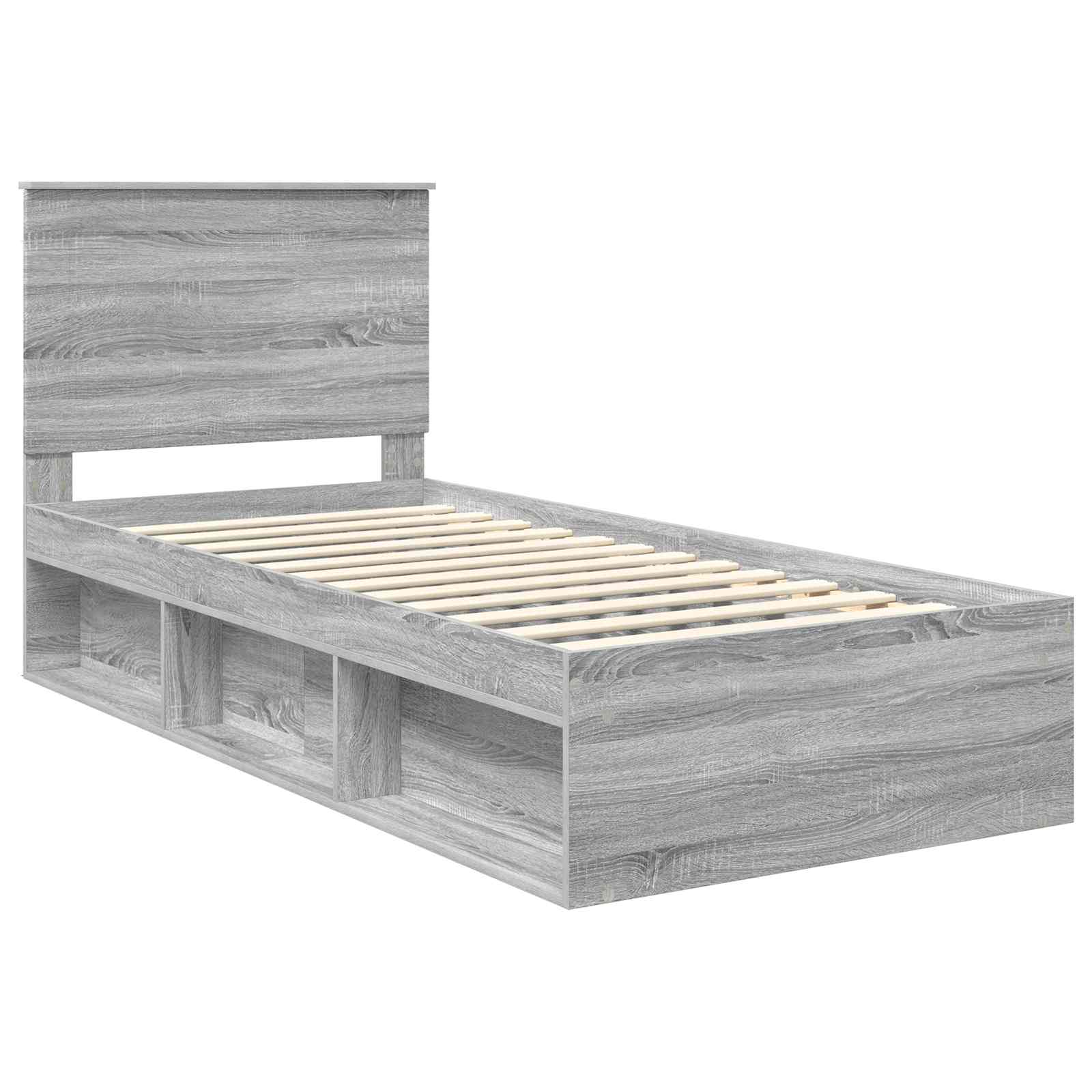 Cadre de lit Gris 90 x 200 cm Bois de pin massif - 4