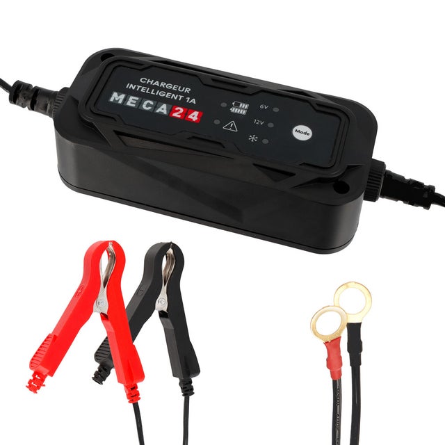 Chargeur de Batterie Moto - quad - tracteur - tondeuse - Maintien de Charge 6V/12V - Cordon et pince fourni - Automatique