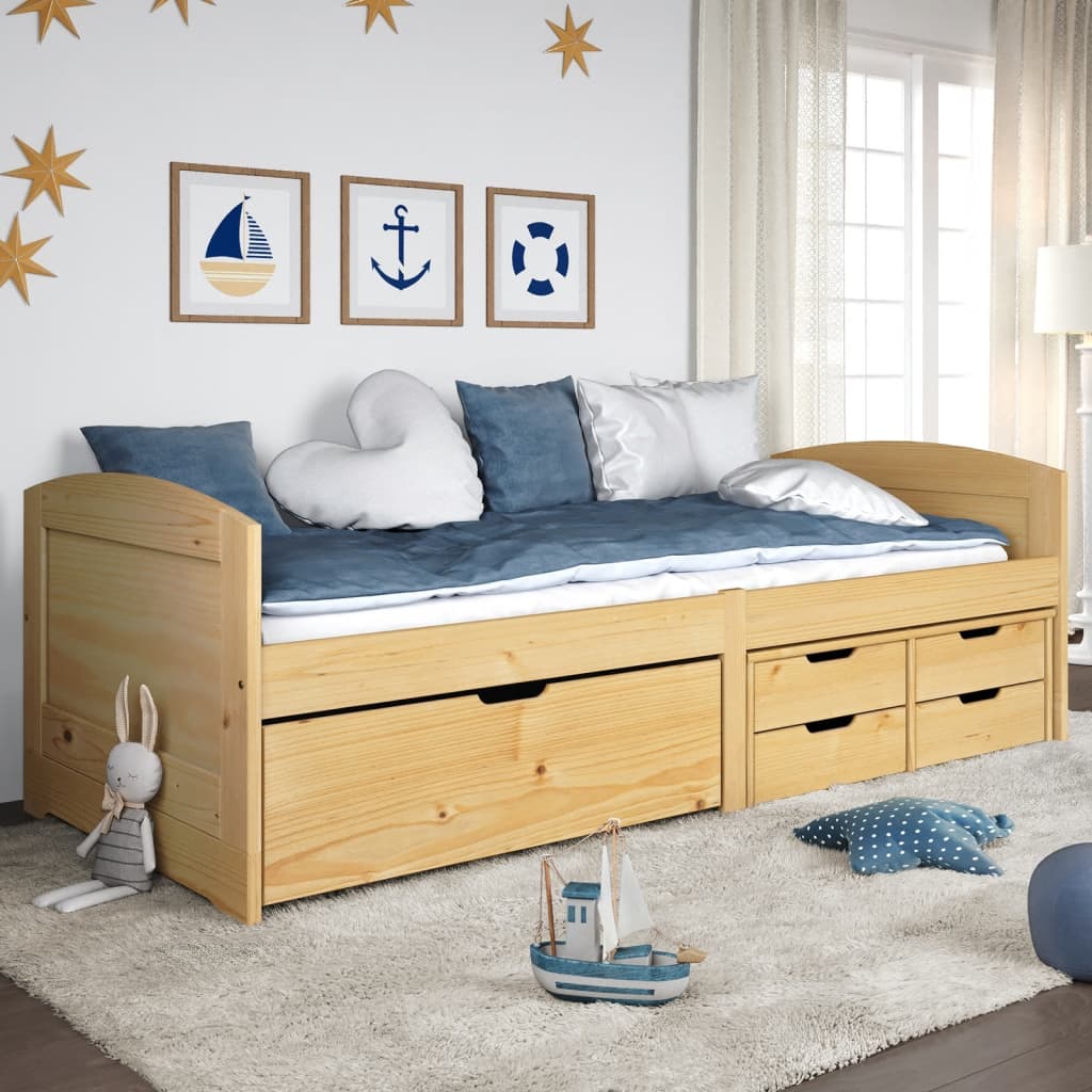 Maison exclusive - sofá cama con 5 cajones madera maciza pino irun 90x200cm