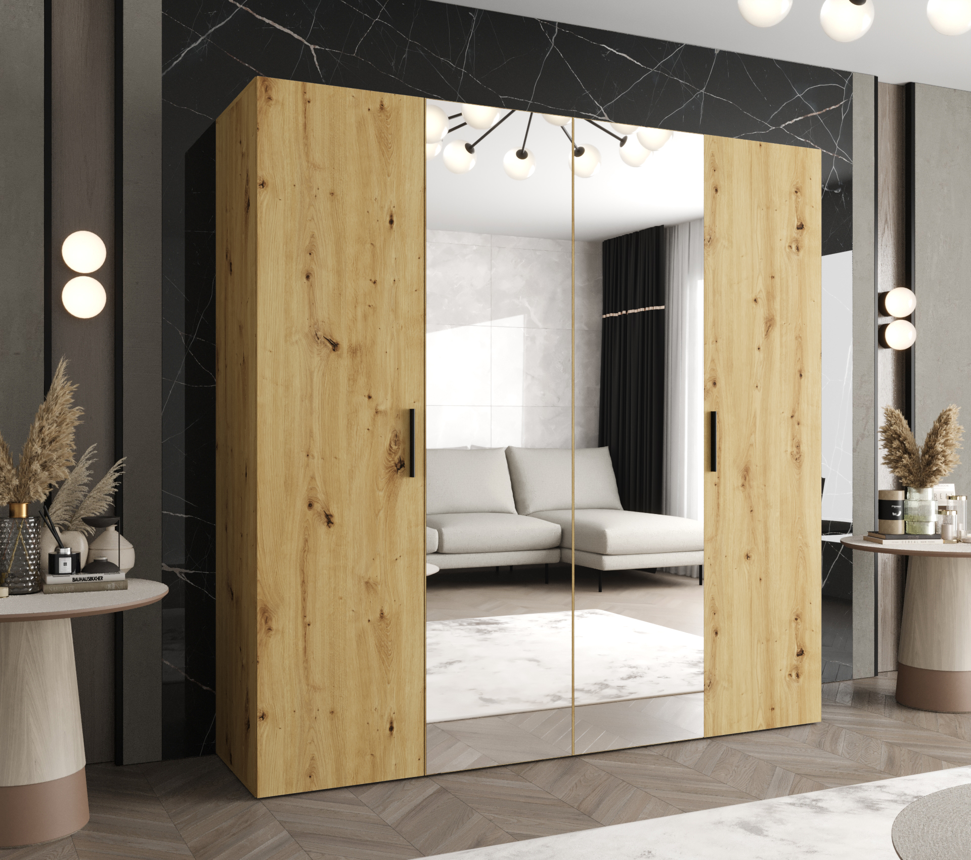 Szafa uchylna otwierana Bari 2 200 x 52 x 202 cm artisan + u. czarny Abiks Meble - 2