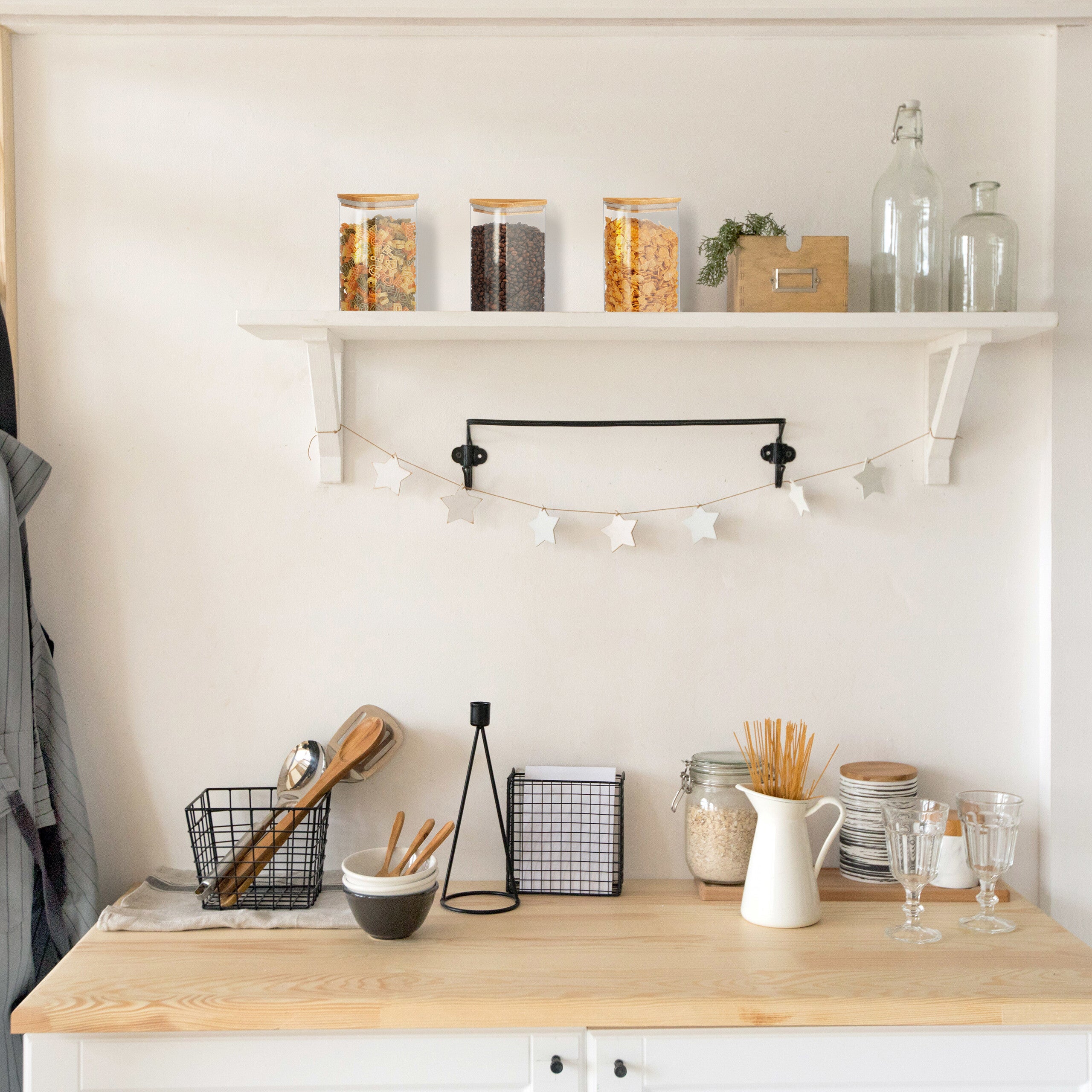 Relaxdays Lot de 3 bocaux en verre, couvercle en bambou, carré, conservation, 1200 ml, hermétique, transparent/naturel - 2