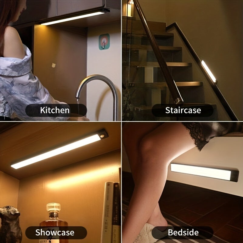 Luz nocturna inteligente LED ultradelgada de 40 cm con sensor de movimiento y recargable por USB para armario, dormitorio y cocina. - 9
