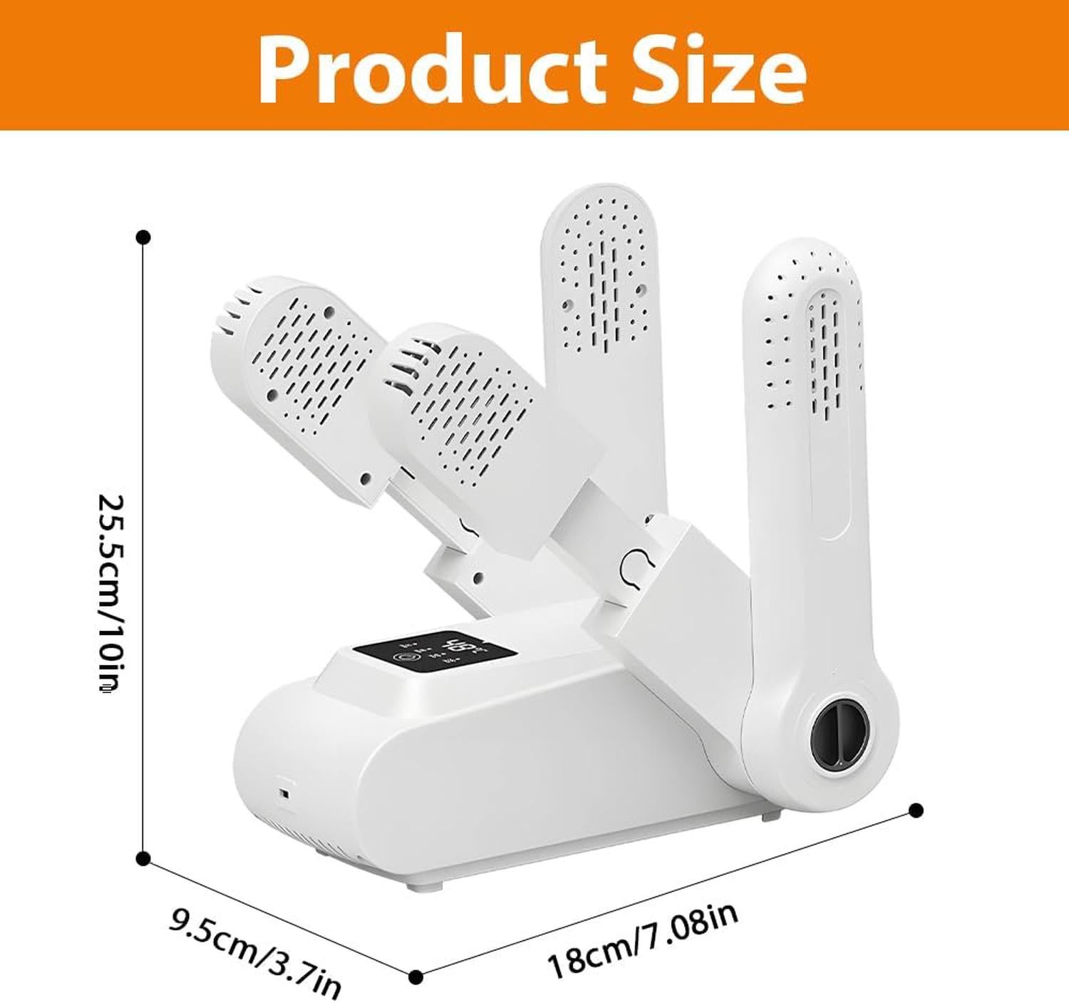Sèche-chaussures électrique 2 Paires – Minuterie 120 Min, Chauffage 48°C, Pliable, Pour Bottes, Gants, Ski