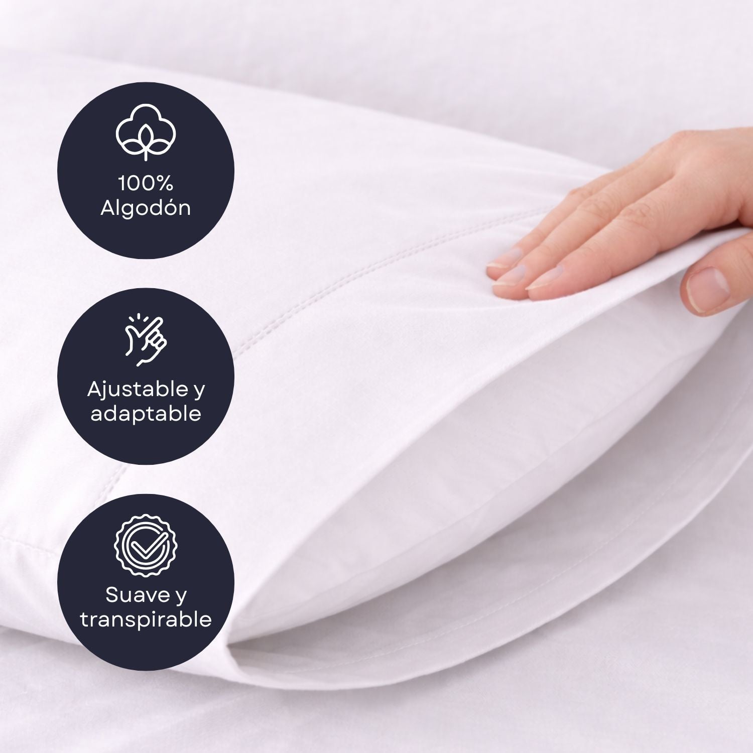 Pack 2 Fundas Almohada Blanco 75cm - 100% Algodón - Donegal Collections - 6