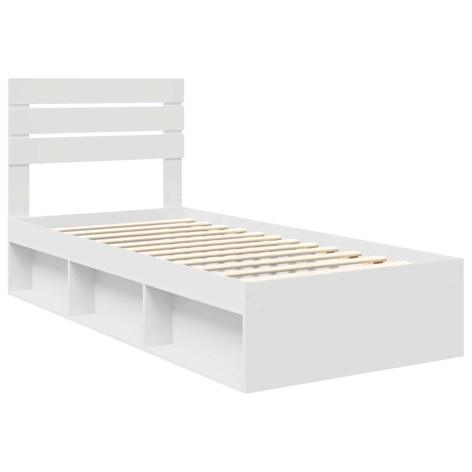 Cadre de lit avec tête de lit en pin massif blanc, 100 × 200 cm - 4