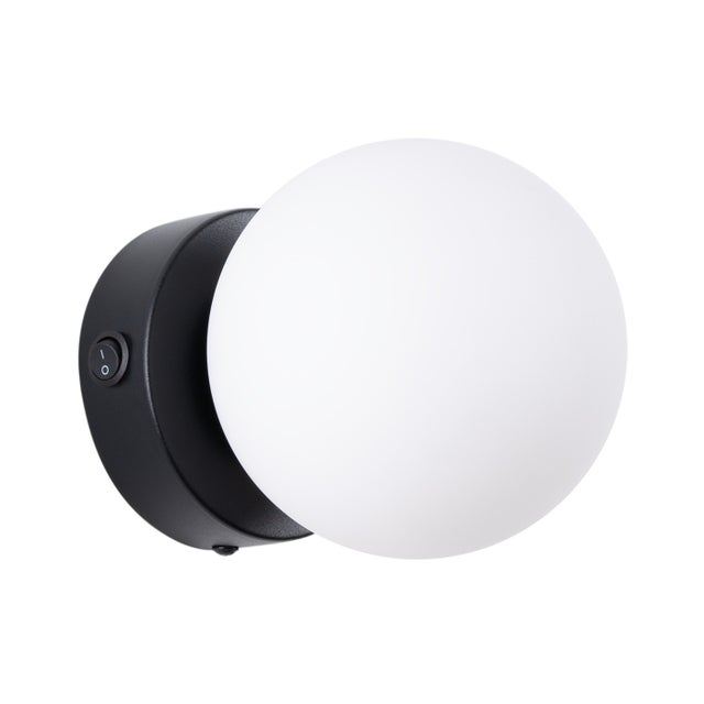 Kinkiet ścienny Yoli czarno-biały 1xG9x8W nad lustro z włącznikiem wym: 12 x 12 x 14 cm szkło IP20 Sollux Lighting