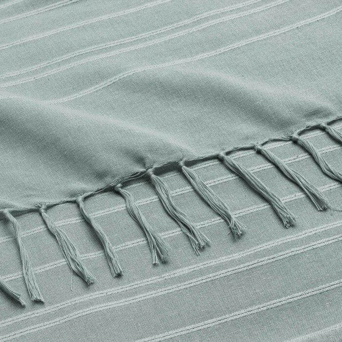 Plaid LILIA 180 x 220 cm – 100 % coton – Plaid à franges sauge - 2