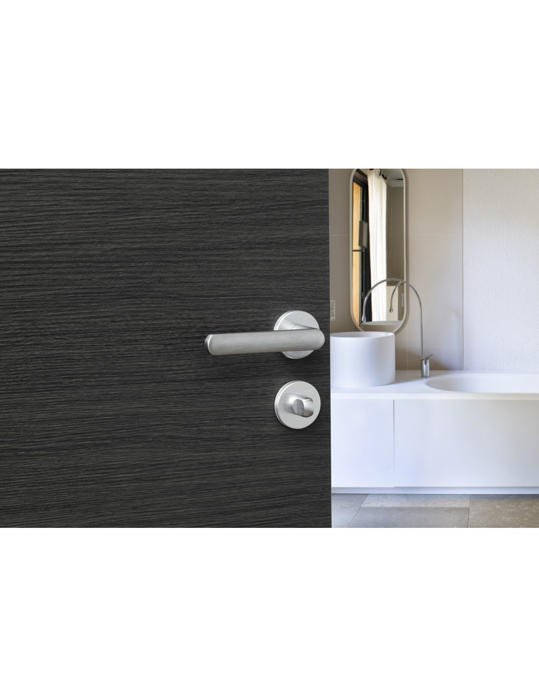 Maniglia di design Solis, per porta, su rosetta tonda, cromo satinato - FROSIO BORTOLO - 2