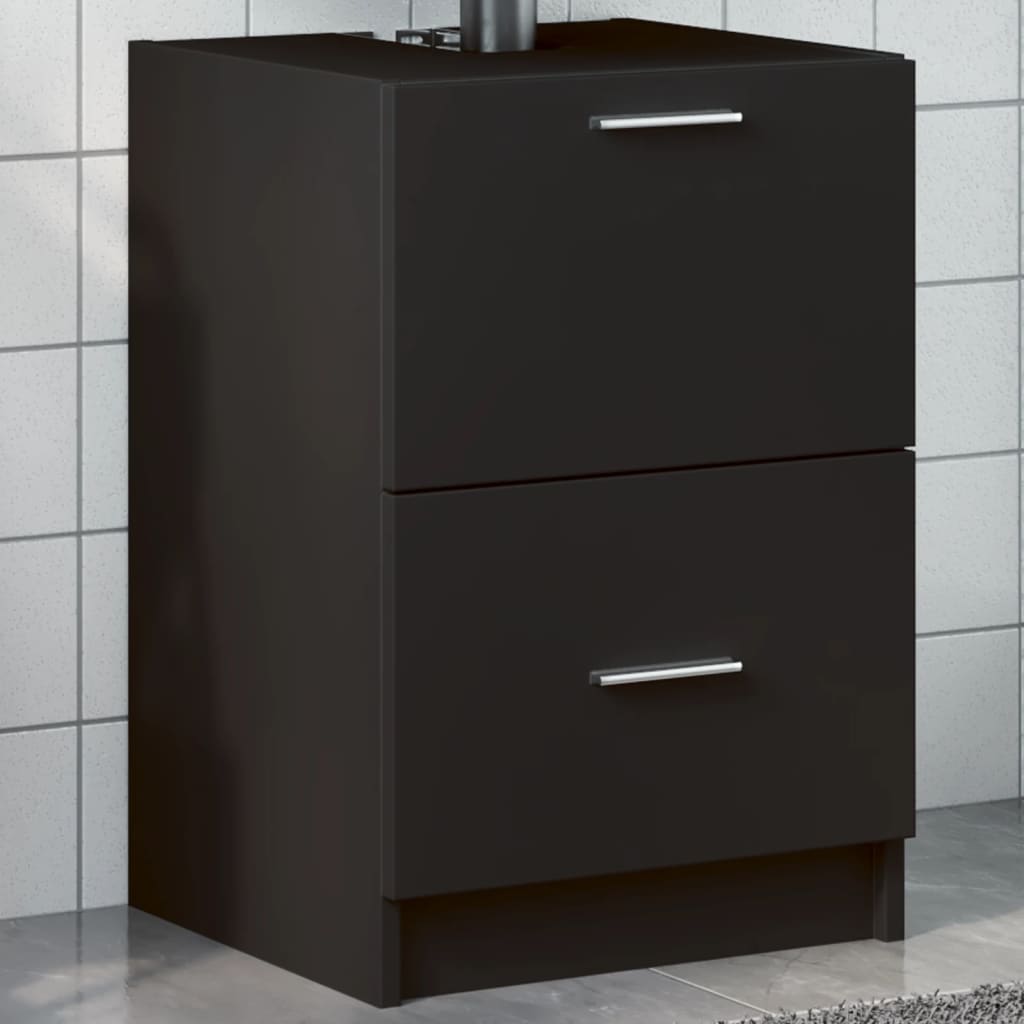 VidaXL Mobile Lavabo In Legno Nero, 58x33x60 Cm, Con Ante E Piedini, Per Bagno