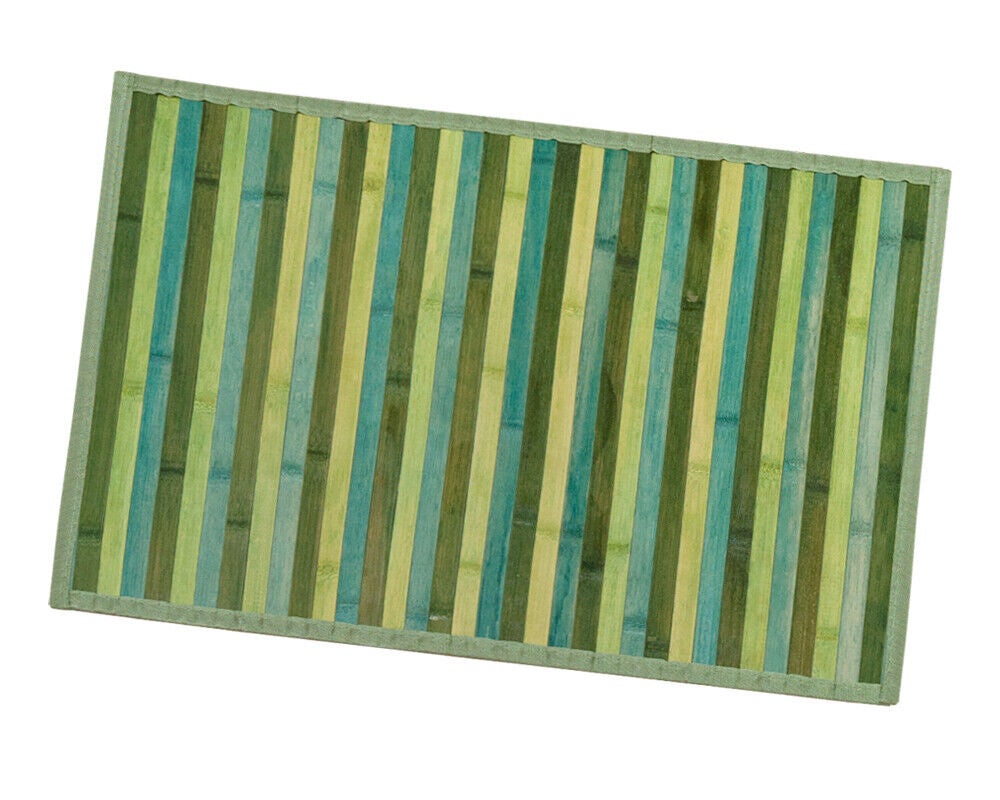 Alfombra de Bambú 50x175 cm Estera Cocina Baño Dormitorio Mantel Individual Desayuno Retro Degradè Antideslizante Verde - 5